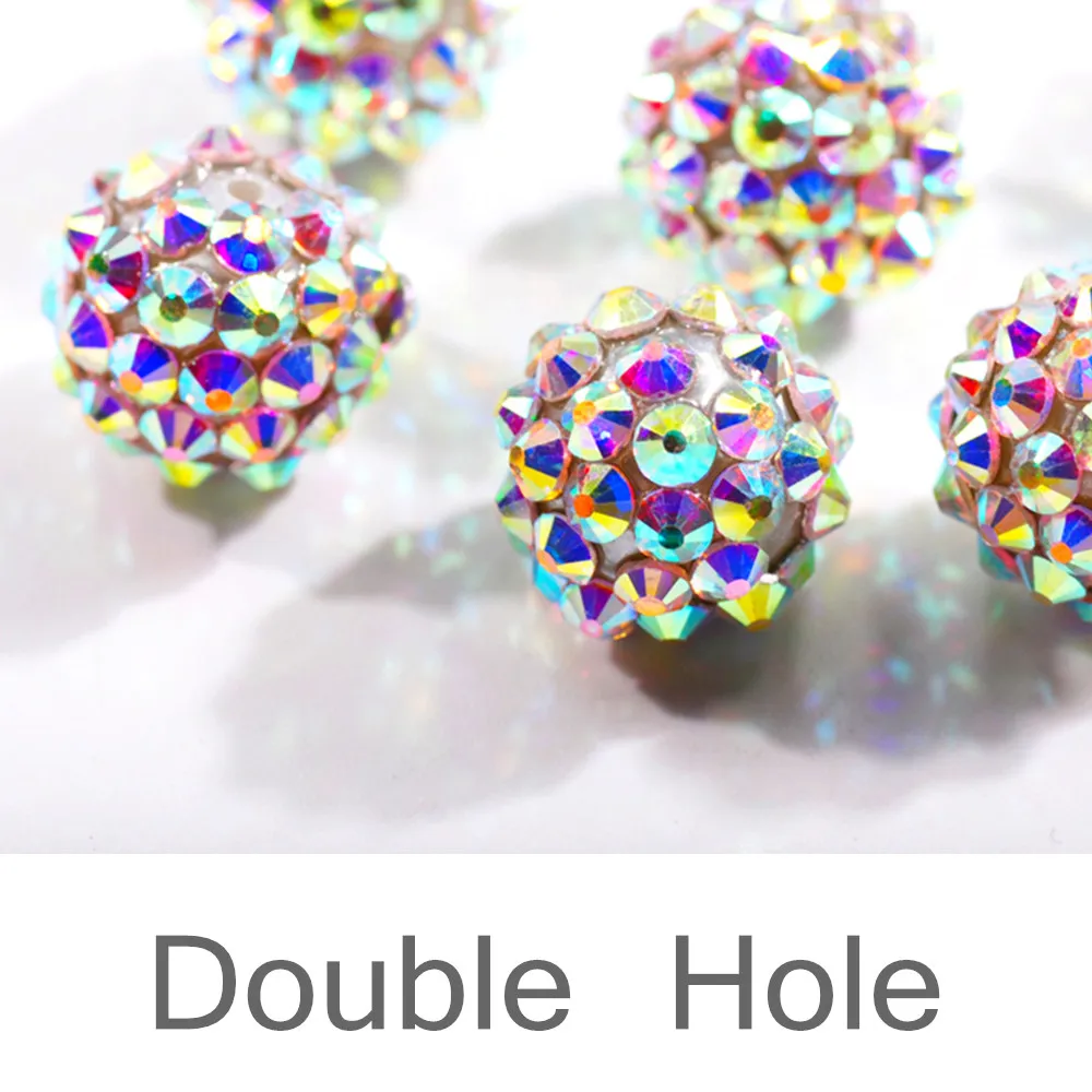 Double Hole 12 мм 10 шт Круглые чешские Кристальные AB паве со стразами шарики Clay Disco шарики-разделители модные ювелирные аксессуары - Цвет: Double Hole