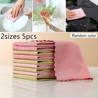 5pc efficient microfiber fish scale wipe cloth anti grease wiping rag super absorbent home washing dish kitchen cleaning towel