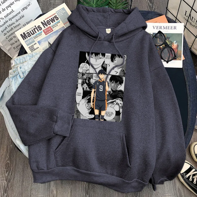 

Haikyuu kageyama tobio moletom masculino, estampa harajuku casual com capuz, moda urbana, desenhos animados masculina, hip hop,.