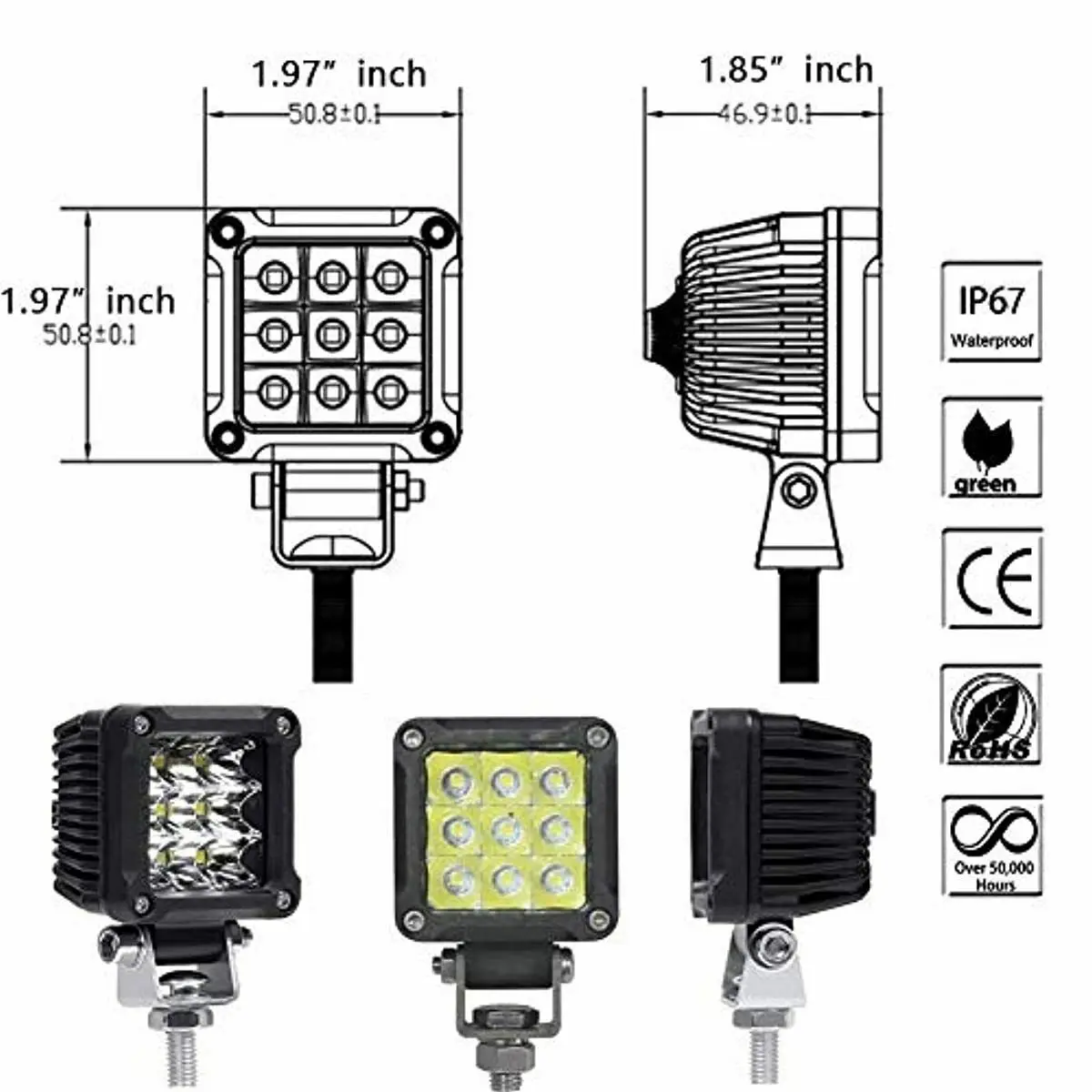 Мотоциклетные противотуманные фары 2 дюйма 27 Вт точечные мини-кубики CREE рабочие