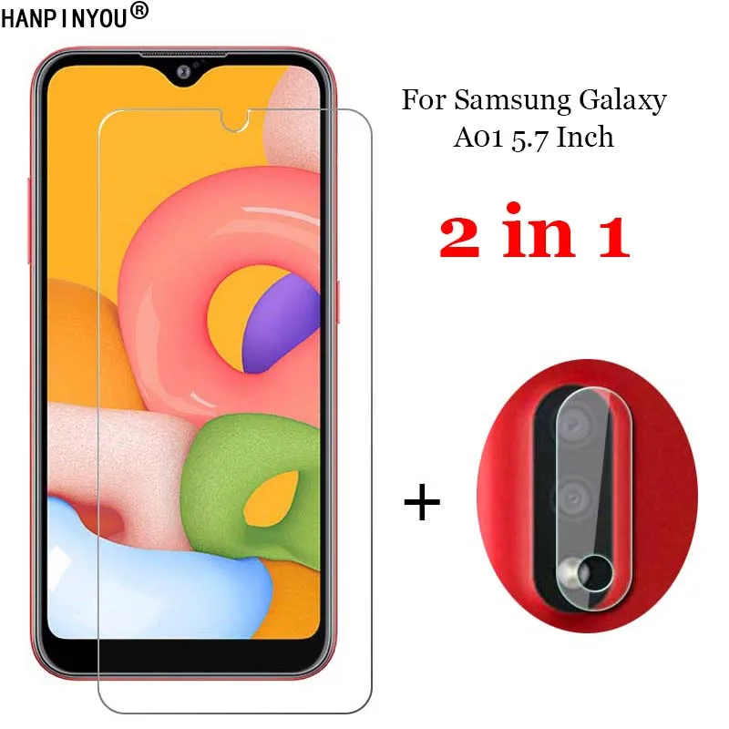 

2 в 1 для Samsung Galaxy A01 A015 5,7 "Передняя Защитная пленка для экрана из закаленного стекла защитная пленка + задняя крышка для объектива камеры защи...