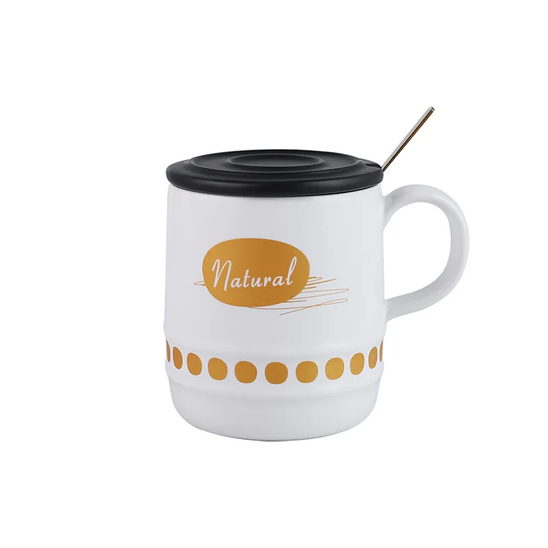 Новый дизайн керамика кружка с крышкой Ложка творческий Кофе стакан молока Чай