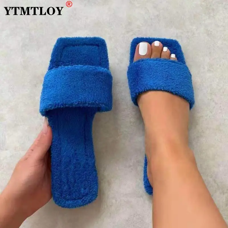 

Winter New Female Designer Soft Dress Casual Fur Women Slides Cotton Flip Flops Flats Short Plush Slippers Sandals Shoes Sexy