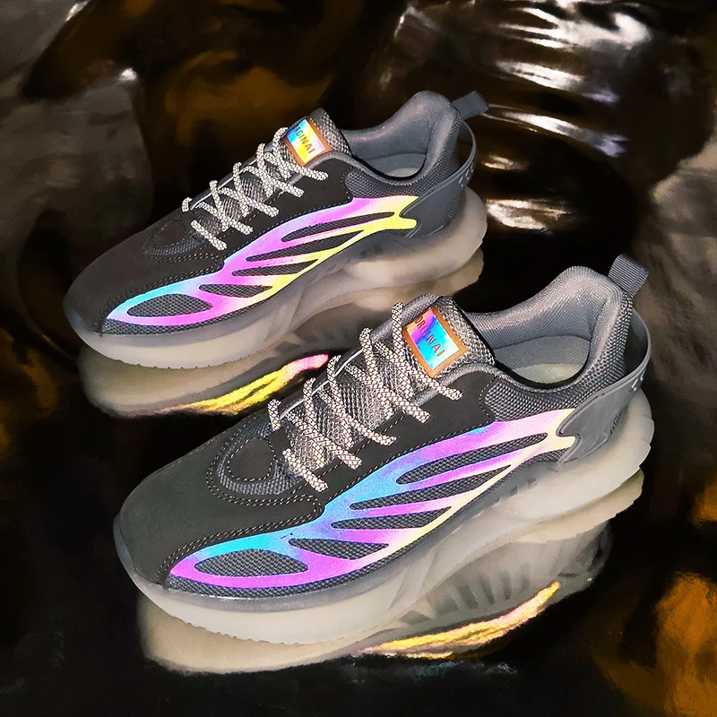 

New Hot Men Tide Sneakers Big Size Youth Fashion Comfortable Casual Sport Reflect Light Street Cool Running Shoes Footwear