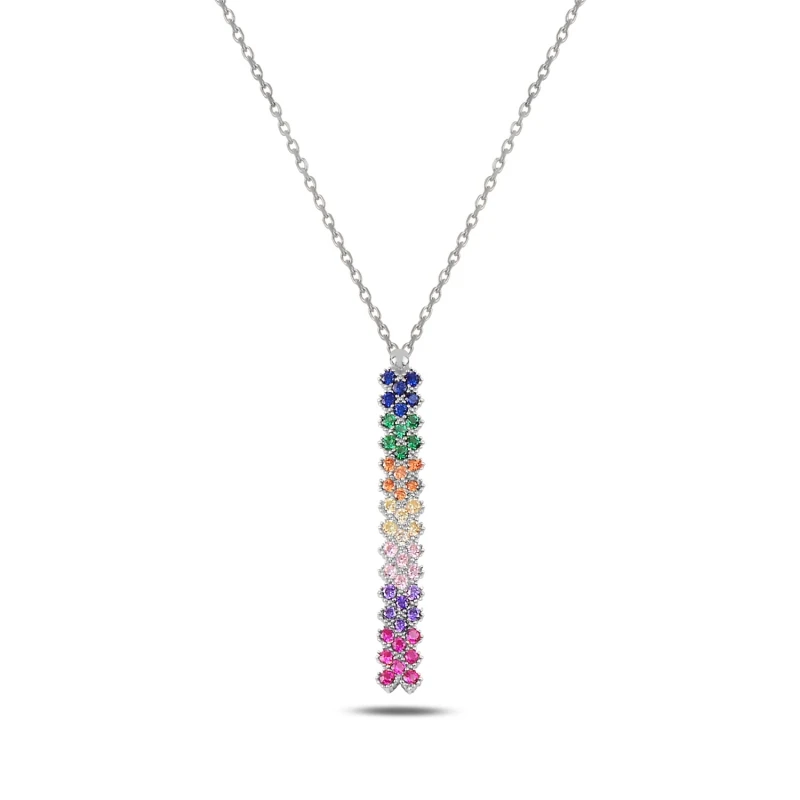 

Silverlina Silver Zircon Stone Stick Necklace