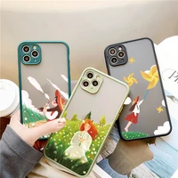 cartoon scenery grassland girl phone cases for iphone 6s 7 8 plus se 2020 11 12 pro max x xr xs max back shockproof cover fundas