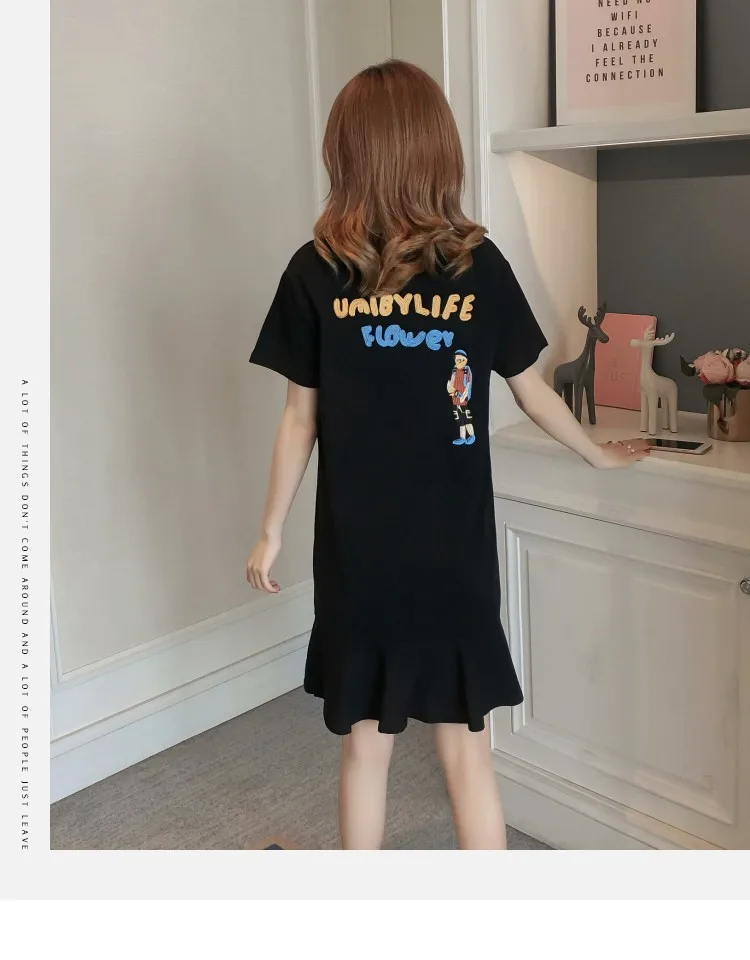

2020 Summer New Loose Mid-Length Short-Sleeved Women's Dress Top Slimming Cotton T-shirt Super Hot Ins Fashion