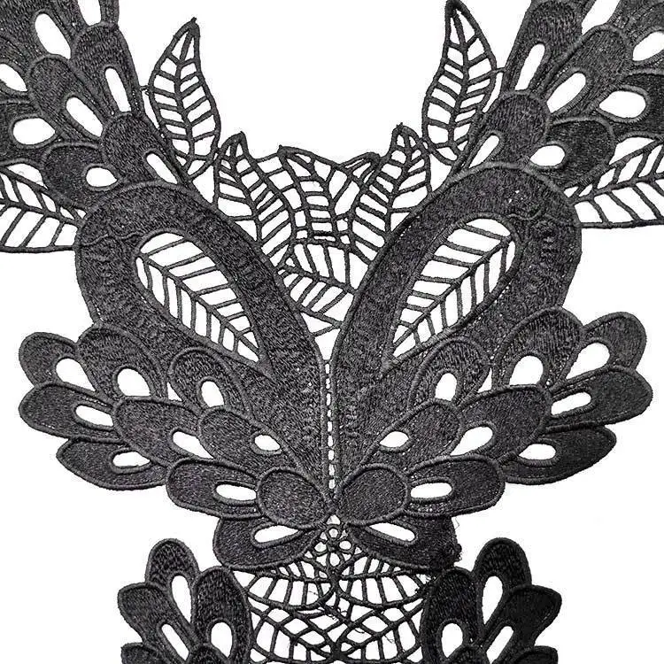 Высококачественные белые черные Венецианские кружева с вышивкой воротник