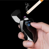 electric lighter touch switch plasma lighter windproof dual arc lighter rechargeable usb lighter with led battery indicator