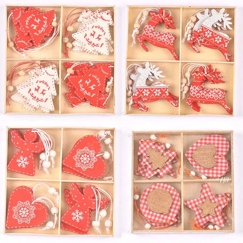 

12 шт., деревянные подвески в виде снежинок