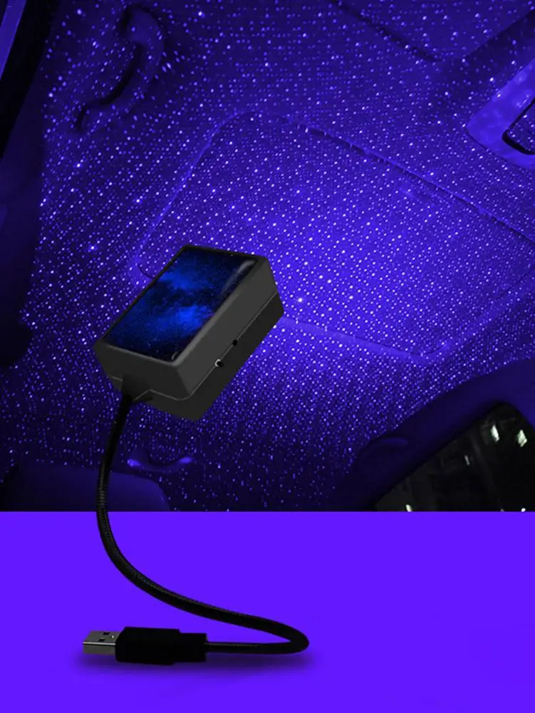 

Car Roof Star Floodlight Interior LED Starry Laser Atmosphere Ambient Projector USB Auto Decor Night Home Decor Galaxy Lights