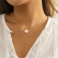 whiteblack squareround pendant necklace for women simple chain moon necklaces 2022 fashion jewelry for neck girls trendy gifts