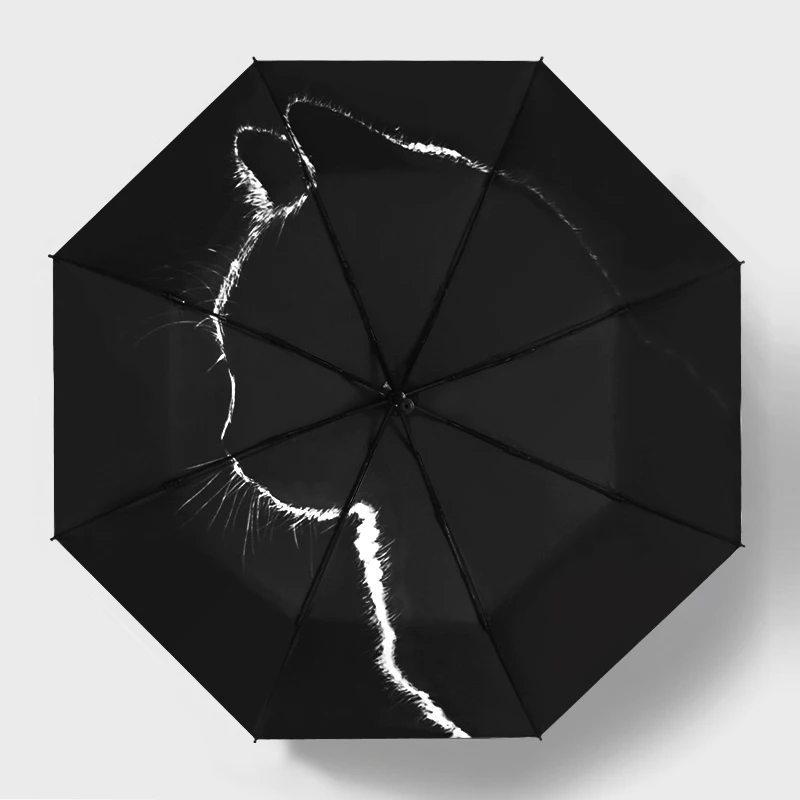 Зонт принцессы складной с черным покрытием Солнцезащитный кошачий зонтик от