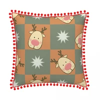 cute kids throw cushion christmas new year pillow covers with pom poms teens teenage sofa pillowcases home party pillow cover