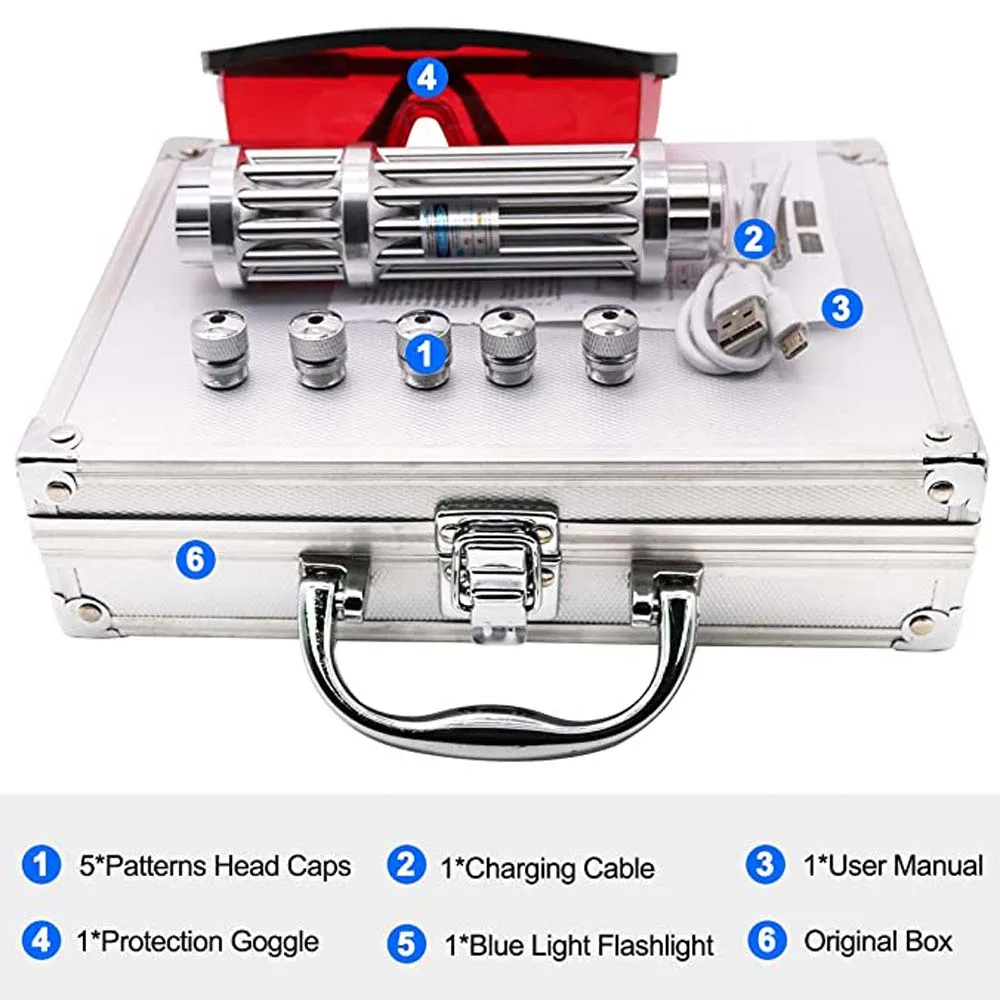 Синие лазерные указки высокой мощности перезаряжаемый регулируемый фокус 450 нм