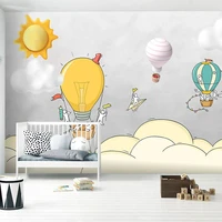 custom mural wallpaper 3d yellow hot air balloon clouds sunshine for children bedroom cartoon photo painting papers room d%c3%a9cor