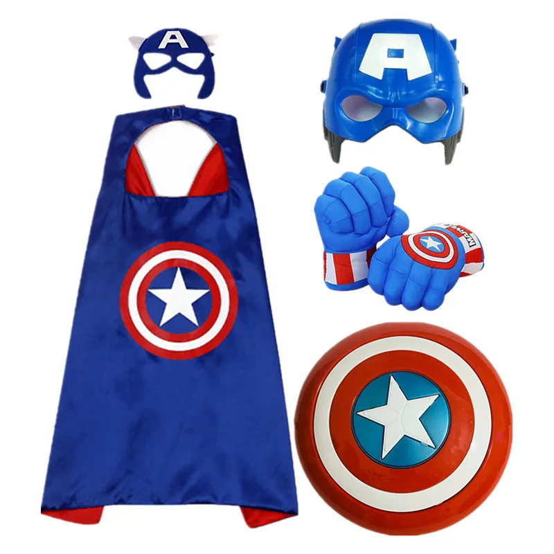 Детская Капитан Америка плащ/щит/перчатки для костюмированной вечеринки