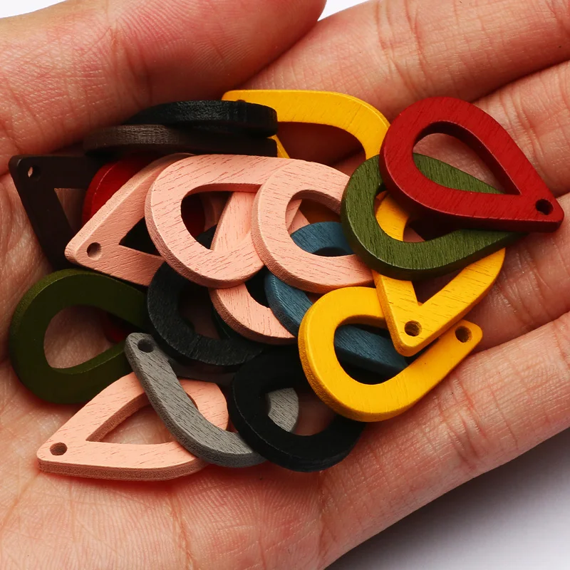 Деревянные Подвески в форме капли воды, 30 шт., 17x25 мм, Деревянные Подвески, кусочки для изготовления ювелирных изделий «сделай сам», серьги, ожерелье, браслет, аксессуары