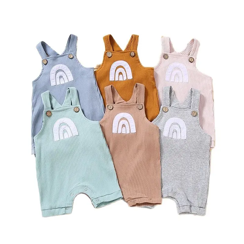 

2021 Summer Fashion Newborn Baby Jumpsuit Infant Boys Girls Romper Rainbow Toddler Outfit Cute Babywear