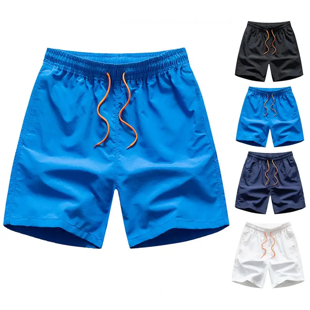 

Skin-friendly Classic Solid Color Knee Length Men Shorts Cool Summer Shorts Solid Color Short Pants
