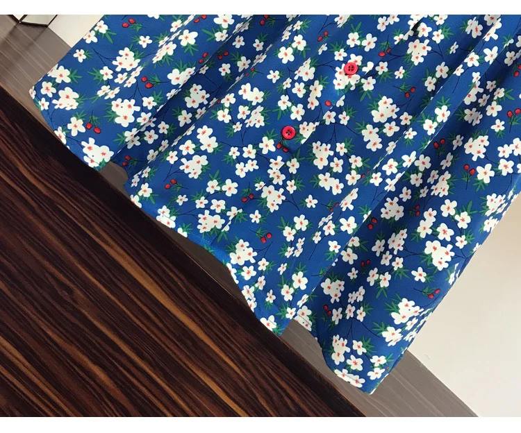 

Plus Size XL-5XL Mini Chiffon Dress for Women V-neck Puff sleeve Floral Printted Single-breasted Short Dress Vestidos