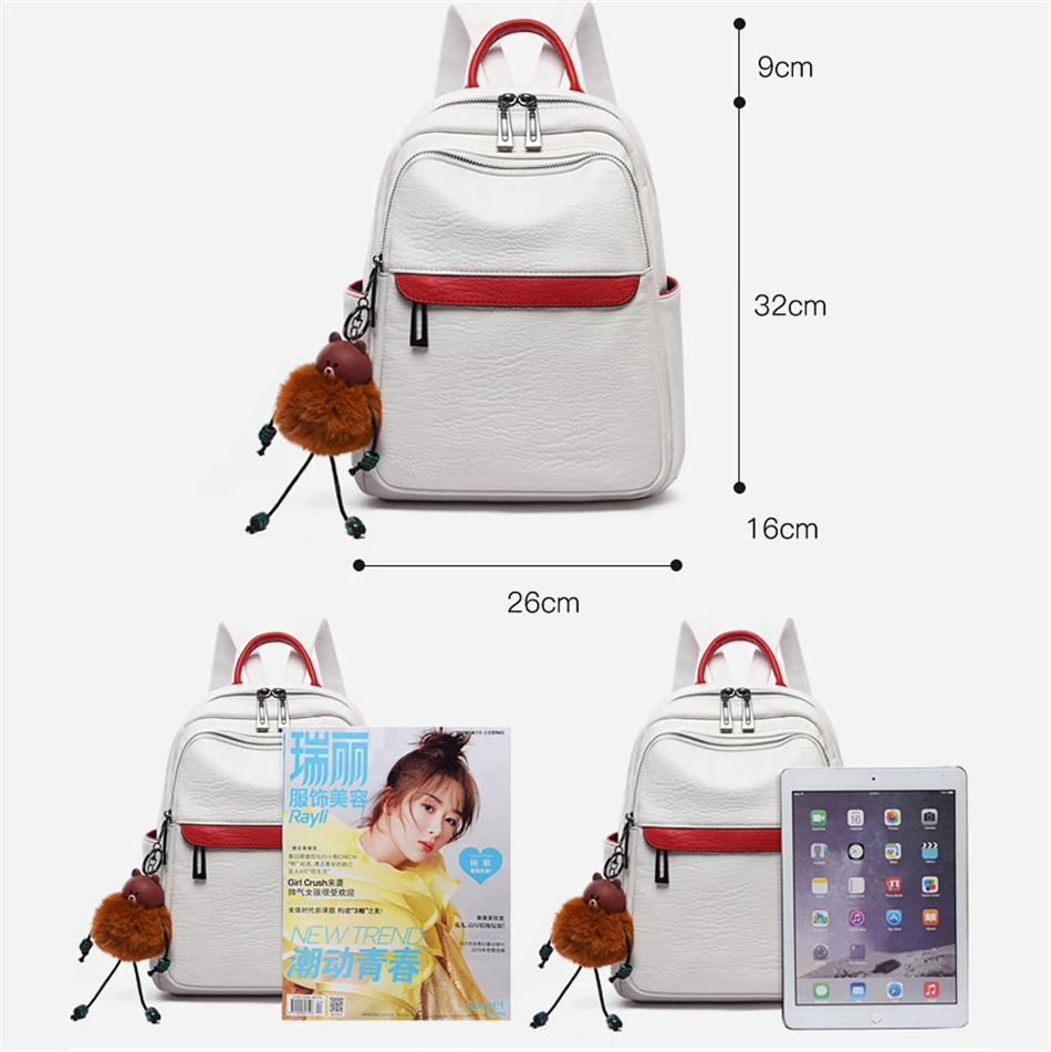 Новый простой женский рюкзак на молнии из мягкой кожи в студенческом стиле