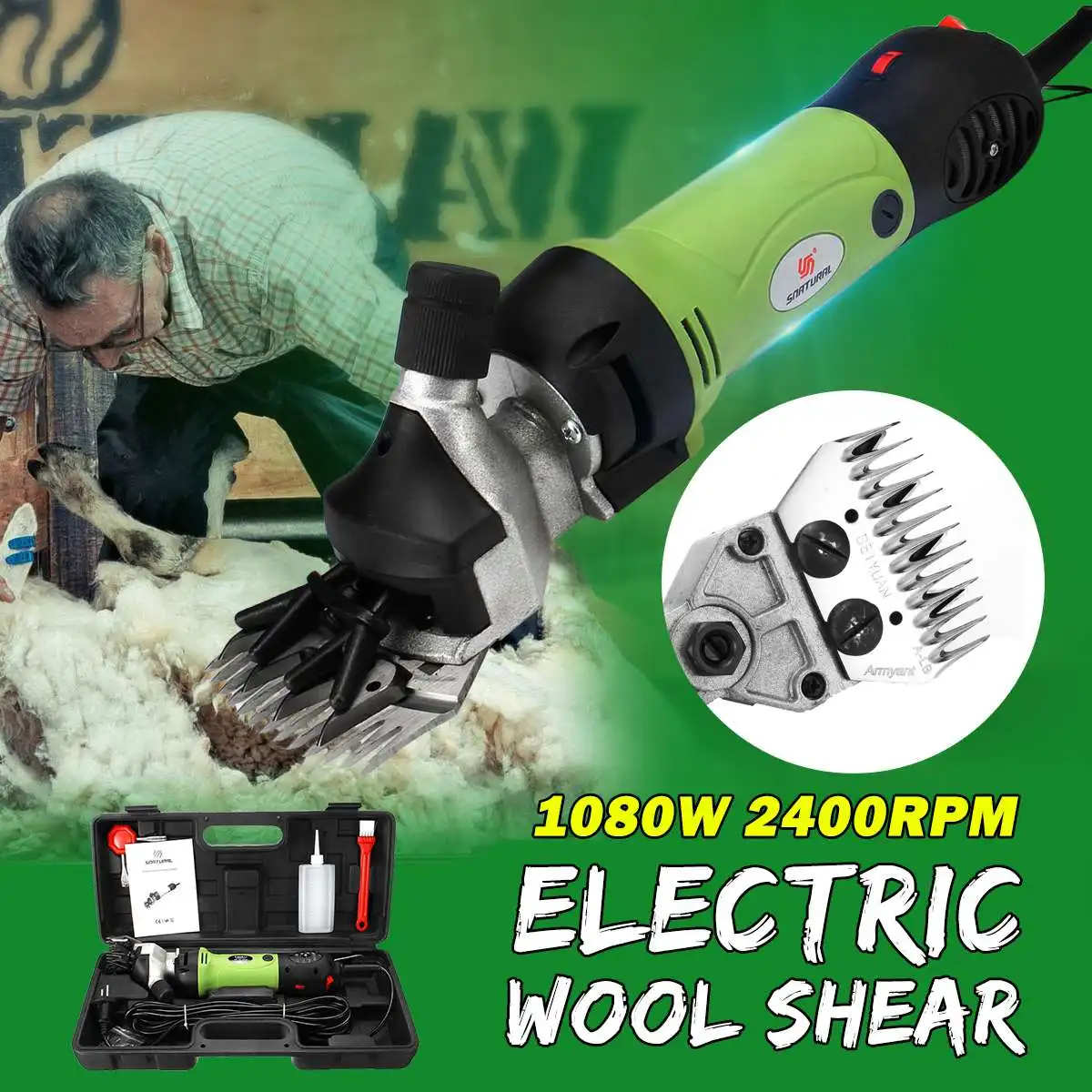 

1080W Electric Shearing Clipper Shear Sheep Goats Alpaca Shears Animal Hair Shearing Machine Cutter Wool Scissor Farm Supplies