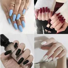 Искусственные ногти для профессионального маникюра, матовые, красные, черные, белые ногти, накладные ногти с наклейками, принадлежности для ногтей