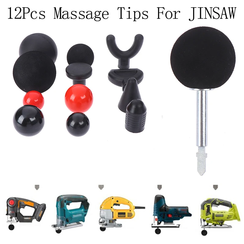 

HOT Replaceable Percussion deep Massage gun Tips For Jigsaw Massager Bit Tip Set Body Muscle Massager Black/Red 12pcs