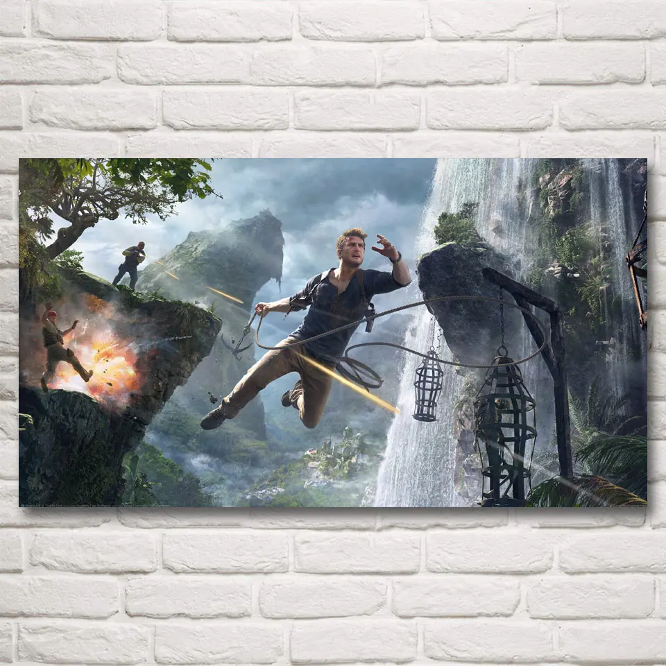 Foocome Uncharted 4 A Thiefs End современный домашний Декор Гостиная шелковая Живопись игра