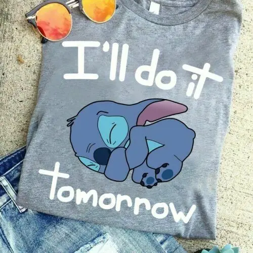 

Stitch Ill Do It Tomorrow Men T Shirt Cotton S 6Xl Sport Grey