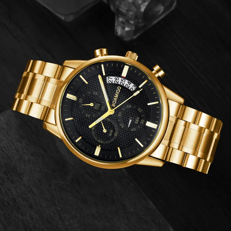 Мужские наручные часы BOAMIGO брендовые Роскошные Кварцевые деловые повседневные