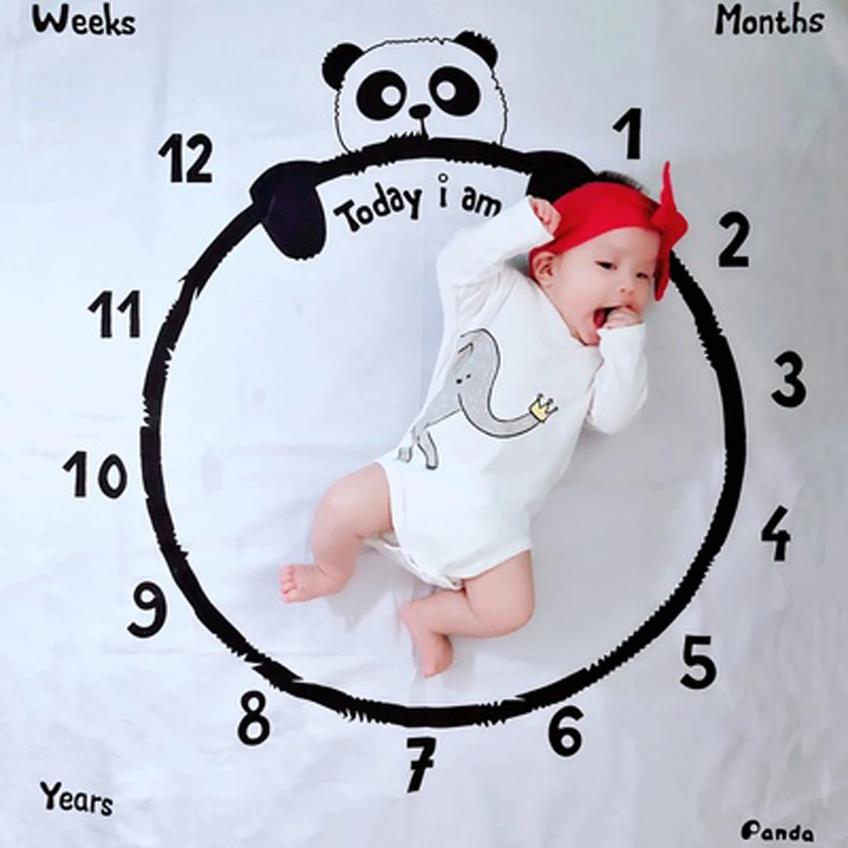 

100x100CM Unisex Baby Milestone Cartoon Blanket Photography Background Prop Cloth Monthly Growth Newborn Photography