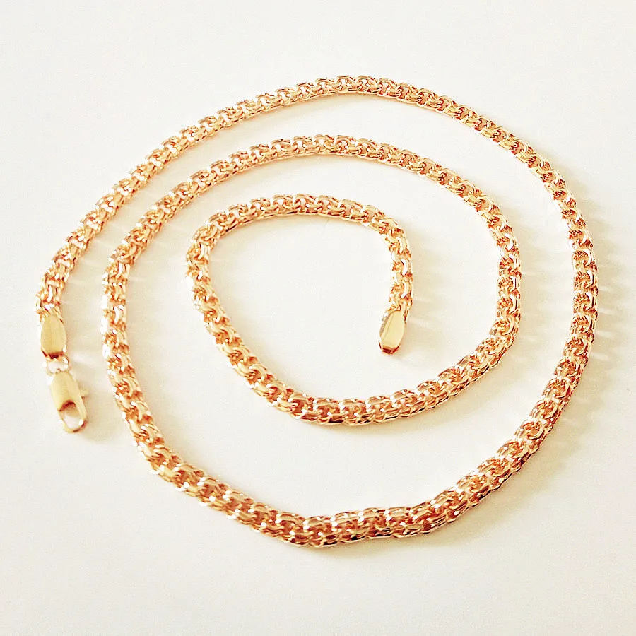 Ожерелье женское под розовое золото 585 пробы длиной 5 мм и 60 см|Цепочки| |