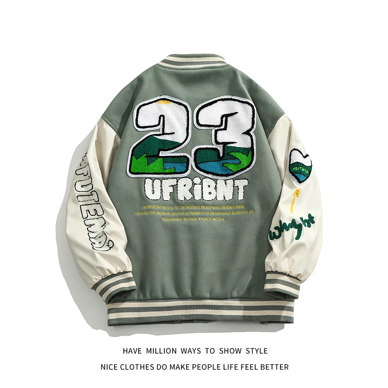 

2021 New Autumn Gesture Embroid Men's Bomber Baseball Jacket Unisex Casual Women's Varsity Letterman Jacket Stadium Streetwear