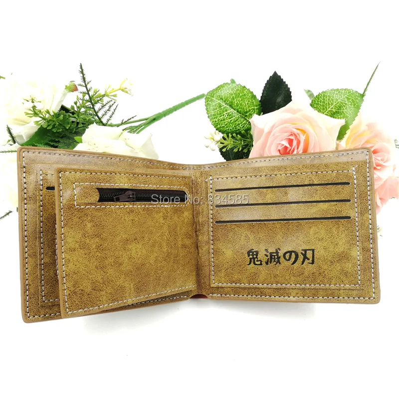 Кошелек цвета хаки из искусственной кожи с аниме рассекающий демонов: Kimetsu no Yaiba