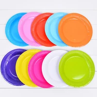 pure color disposable tableware set wedding birthday party decoration paper plate