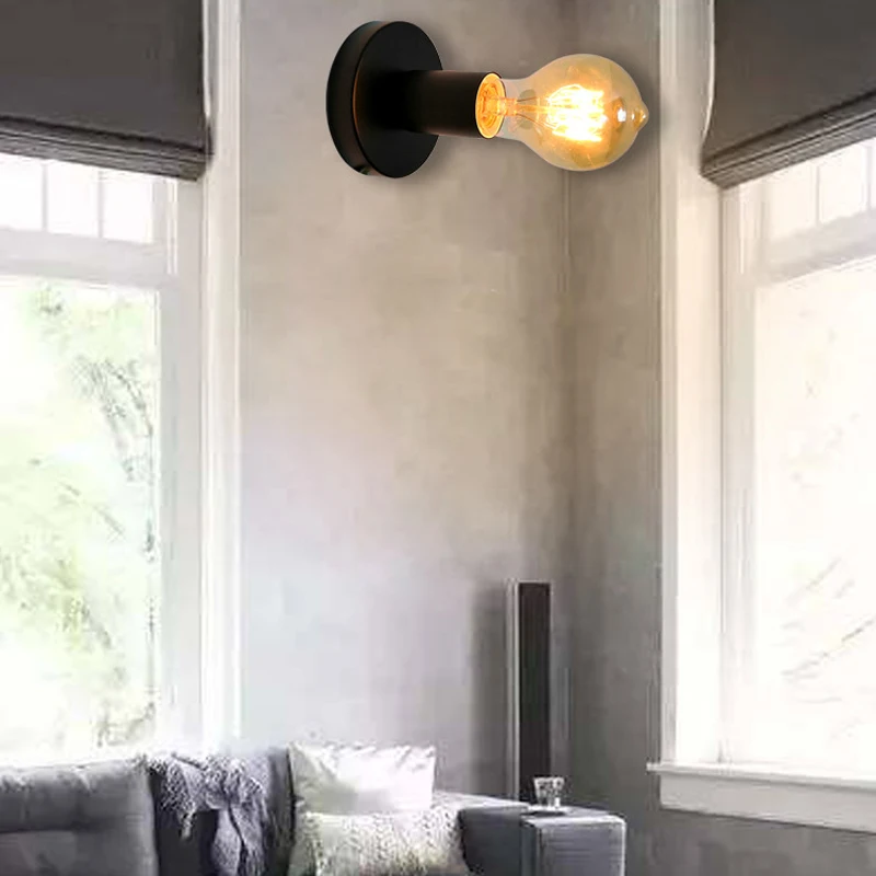 Vintage de hierro forjado lámpara de techo negro/blanco nórdico sola cabeza luz de techo para el corredor pasillo Sala almacén Hotel