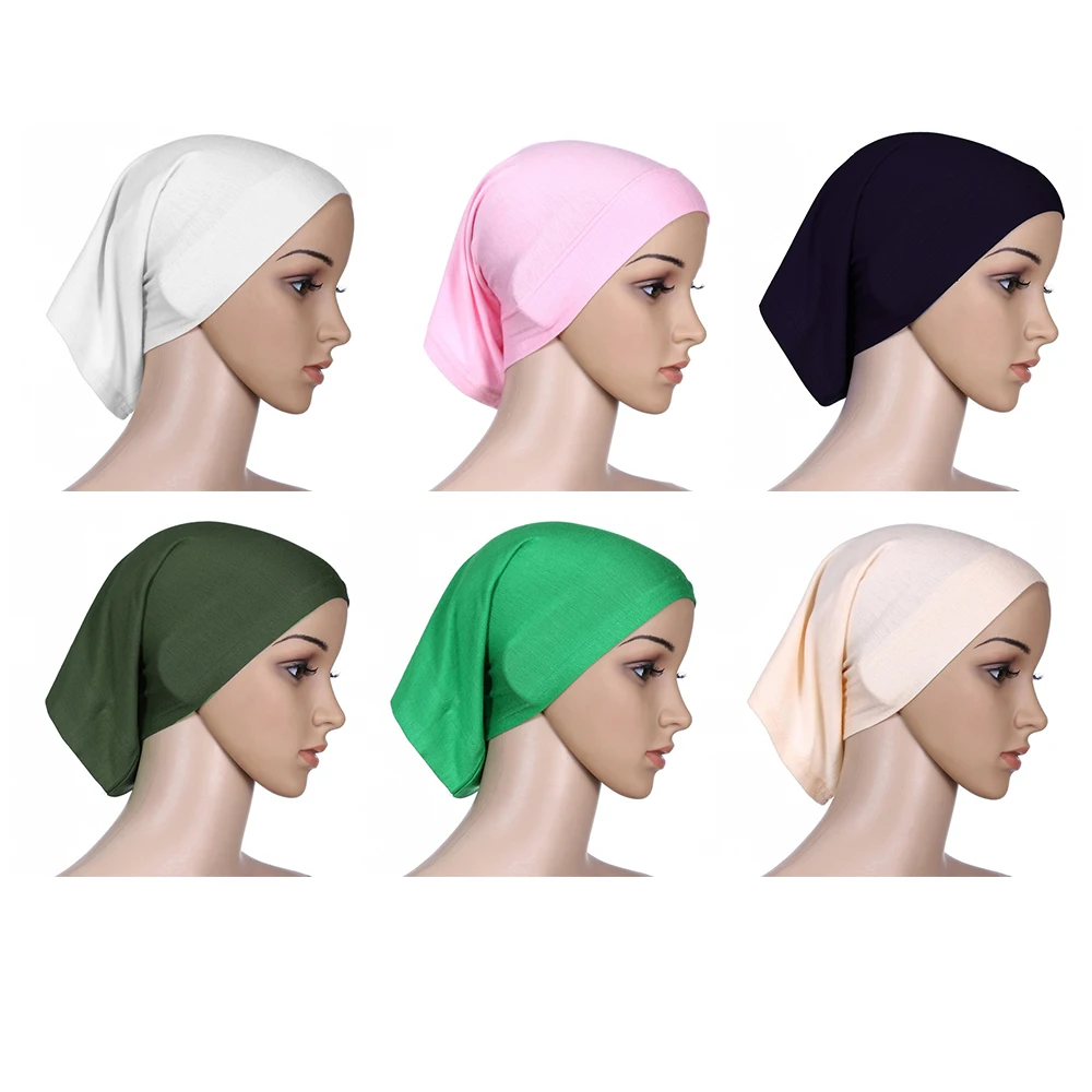 2021 Muslim Women Hijab Cloth Balck White Summer Head Scarf Chiffon Islam Turban Headscarf Jersey Chouchou Inner Amira Cap | Тематическая