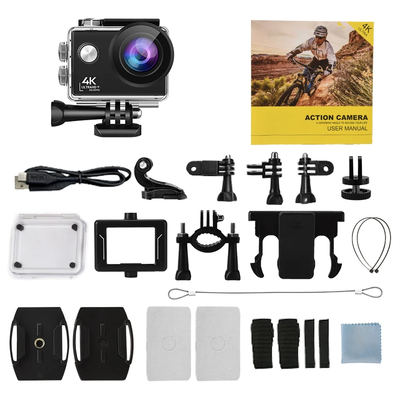 Цена Экшн-камера с Wi-Fi, Ultra HD, 4K, 60 кадров/с, 24 МП, экран 2,0 дюйма IPS, с широким углом обзора 170 градусов, водонепроницаемая Спортивная камера, видеокам...