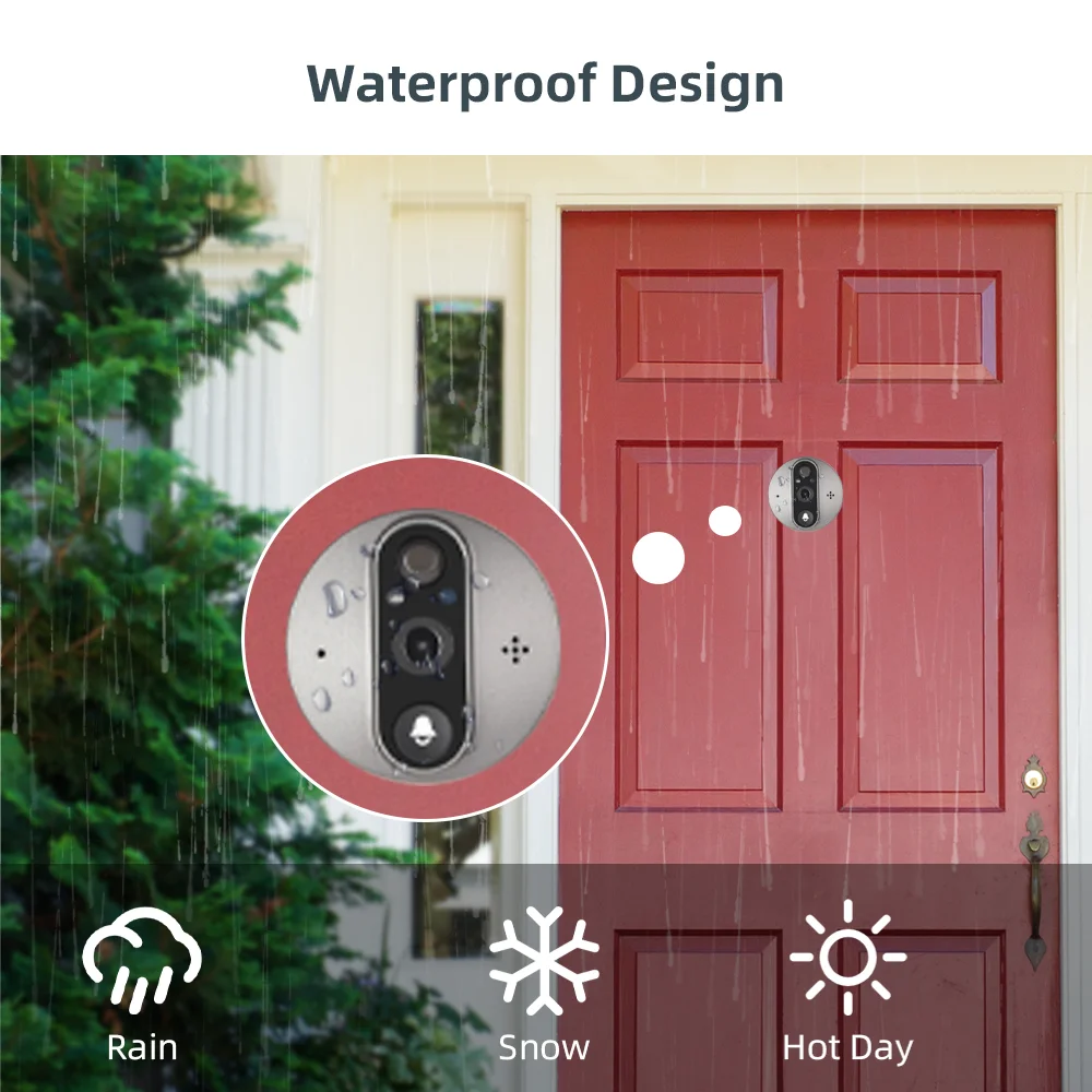 2022 WiFi Smart 1080P Video Doorbell Peephole Camera Viewer Home Security Two-way Audio HD Night vision WiFi Doorbell Camera enlarge