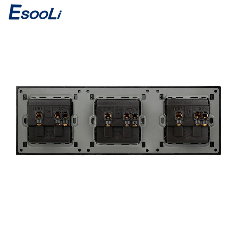 Европейская стандартная розетка Esooli из нержавеющей стали тройная настенная 16 А