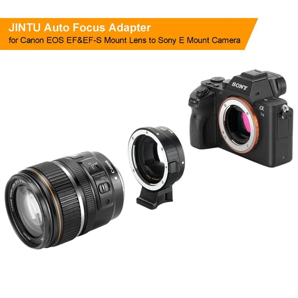 Адаптер для крепления объектива JINTU с автофокусом и полной рамкой Canon EF камеры Sony
