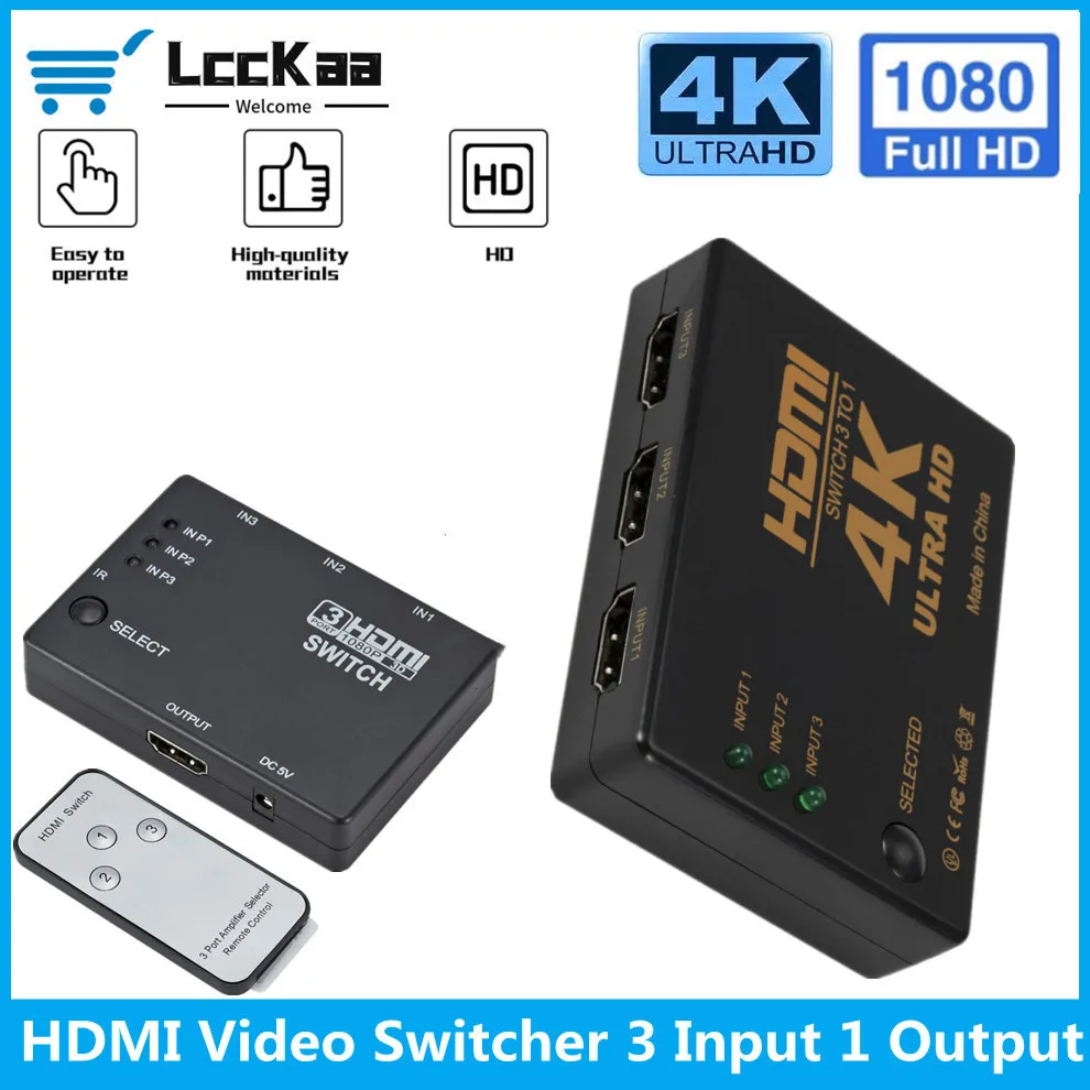 LccKaa 4K 3x1 HDMI-совместимый переключатель HD 1080P видео коммутатор адаптер 3 входа 1 выход порт концентратор для DVD HDTV Xbox PS3 PS4 ноутбука