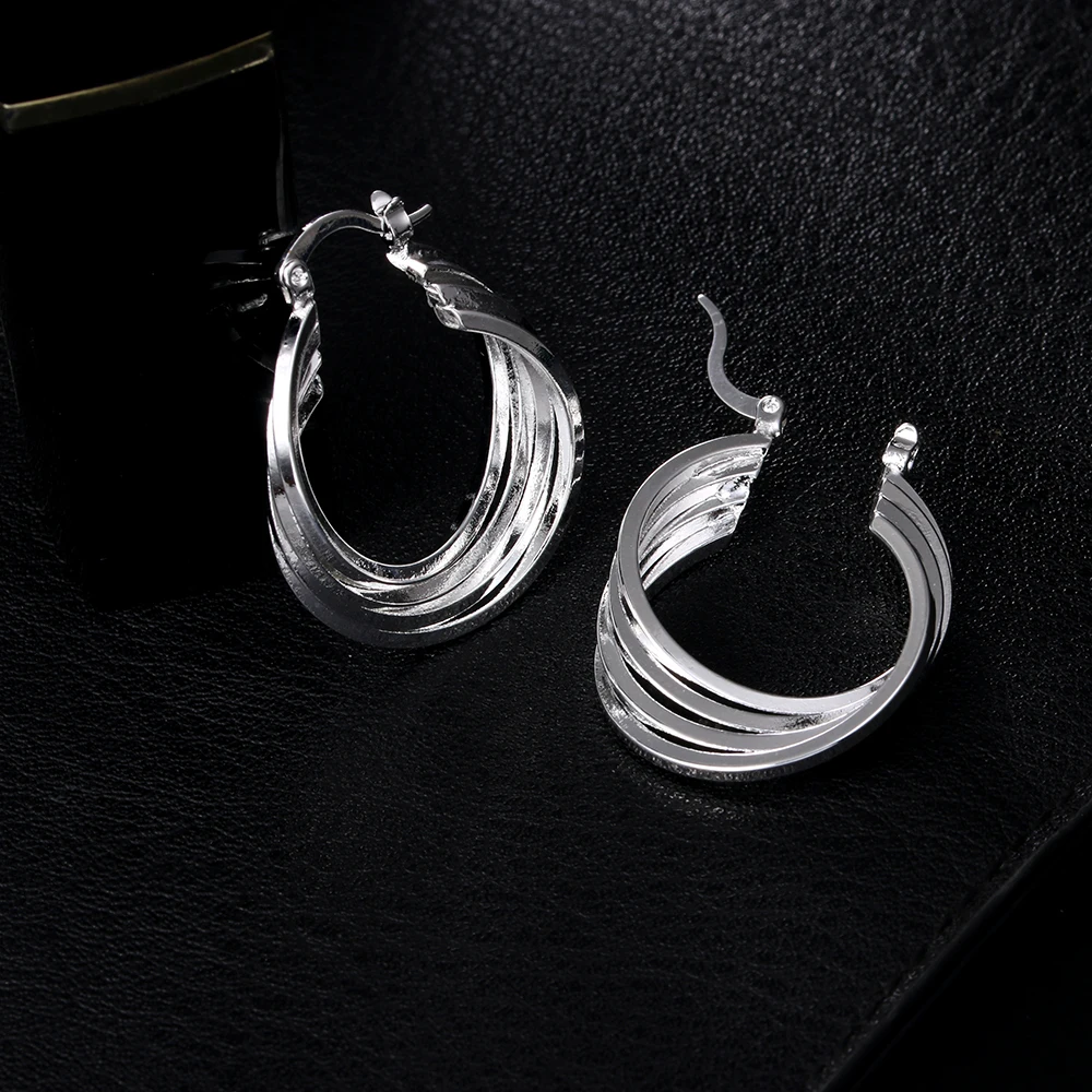 hot retro popular high quality 925 color silver earrings for woman fashion jewelry party wedding brands christmas gifts free global shipping