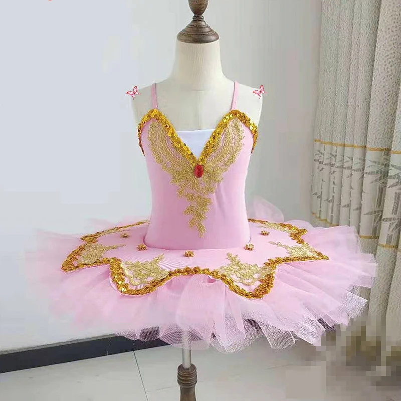 

2021 Girls Leotard Ballet Dancing Dress White Swan Lake Costume 2021 New Children mesh sequins Fluffy skrit Performance clothing
