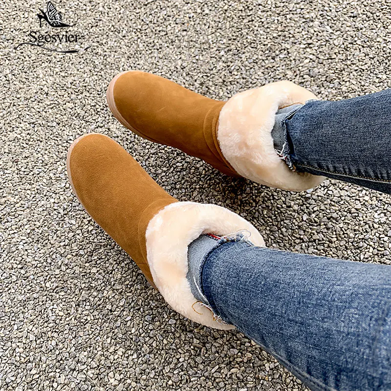 Sgesvier/модная теплая зимняя женская обувь на меху 2020 Зимние сапоги до середины