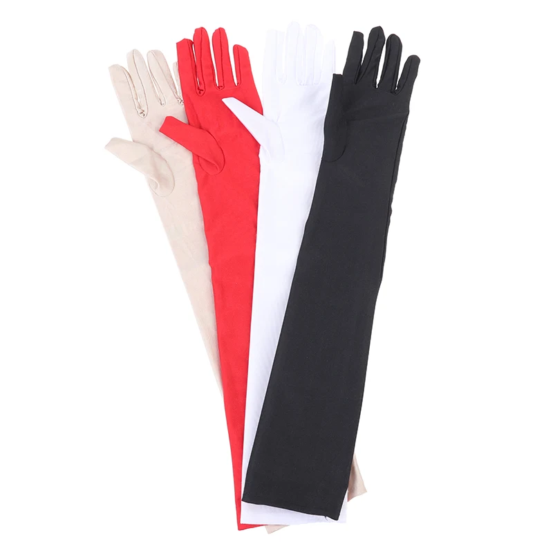 

1Pair Opera Elbow Wrist Stretch Satin Finger Long Gloves Flapper Gloves Costume