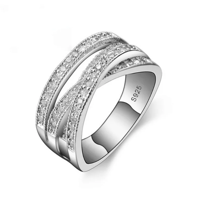 Классическое серебряное обручальное кольцо 925 пробы Дамское Bijoux Cross Cube