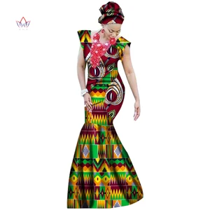 2017 Лето африканских Платья Для Женщин Дашики африканском стиле печати пят длинной части платье Большие размеры натуральный 6xl WY1569
